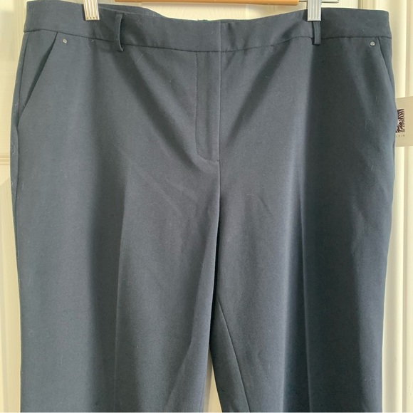 NWT Anne Klein Straight Leg Navy Blue Trousers - Picture 3 of 13